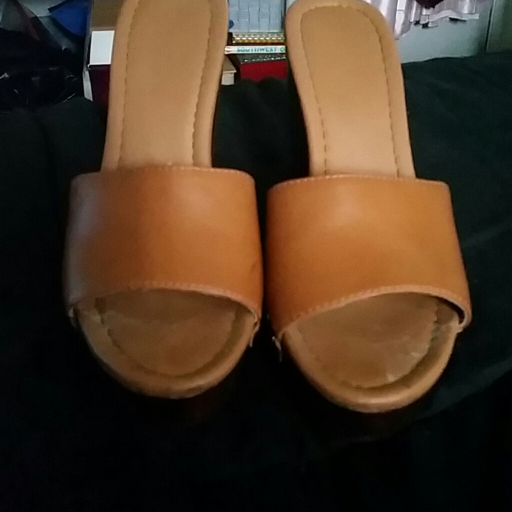 Tan wedge heels